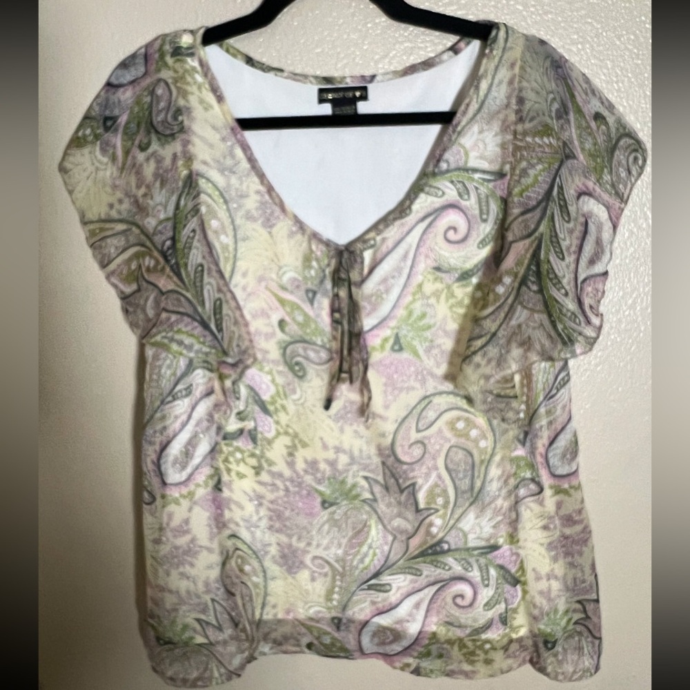 Fairy Whimsical Ethereal Pastel Paisley Blouse‎ Cottagecore Large lightweight